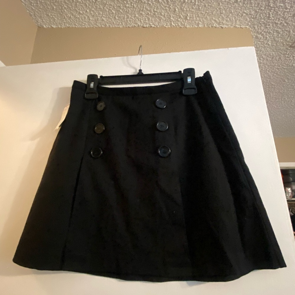 Maison Jules Skirt  Black Buttons and Pleats Size M